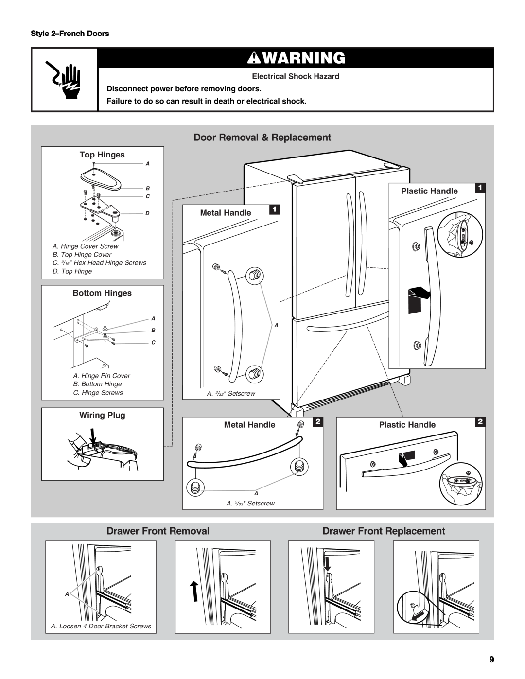 Maytag MFD2562VEW Drawer Front Removal, Drawer Front Replacement, Door Removal & Replacement, Top Hinges, Bottom Hinges 