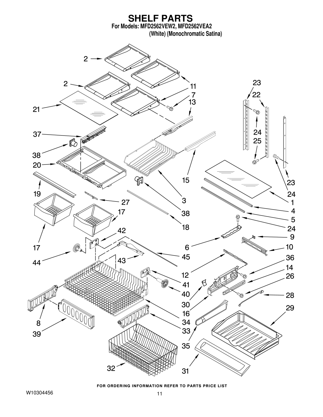 Maytag MFD2562VEA2, MFD2562VEW2 manual Shelf Parts 