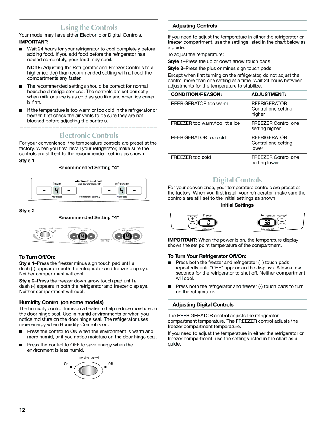 Maytag MFF2558VEM, W10366207A installation instructions Using the Controls, Electronic Controls, Digital Controls 