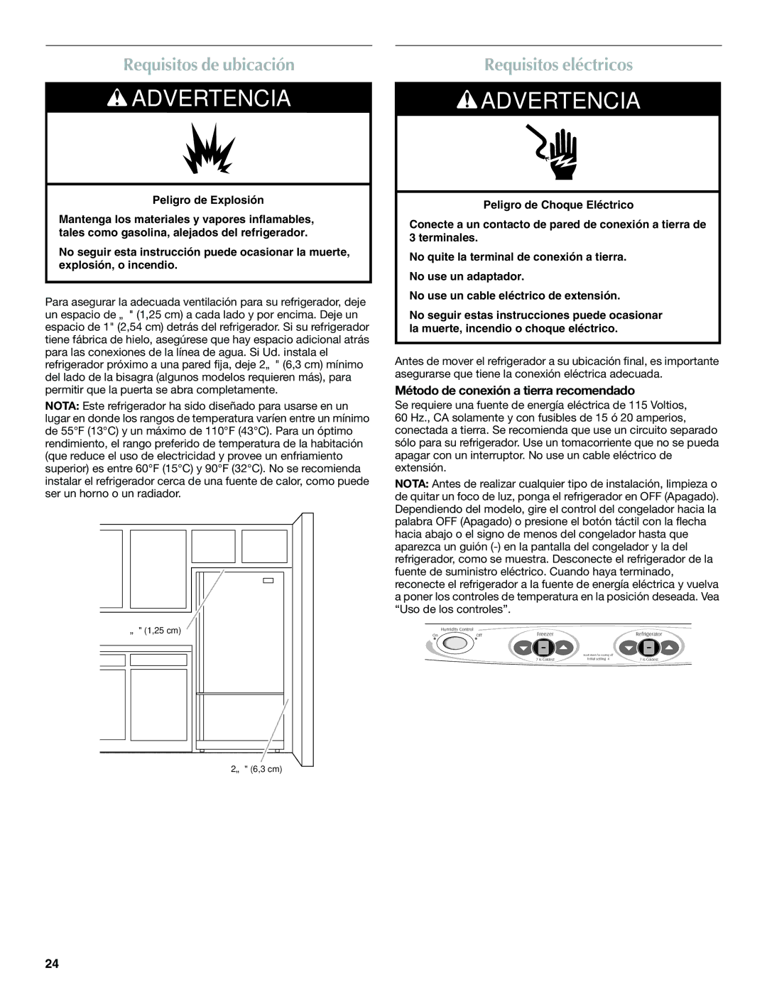 Maytag MFF2558VEM, W10366207A Requisitos de ubicación, Requisitos eléctricos, Método de conexión a tierra recomendado 