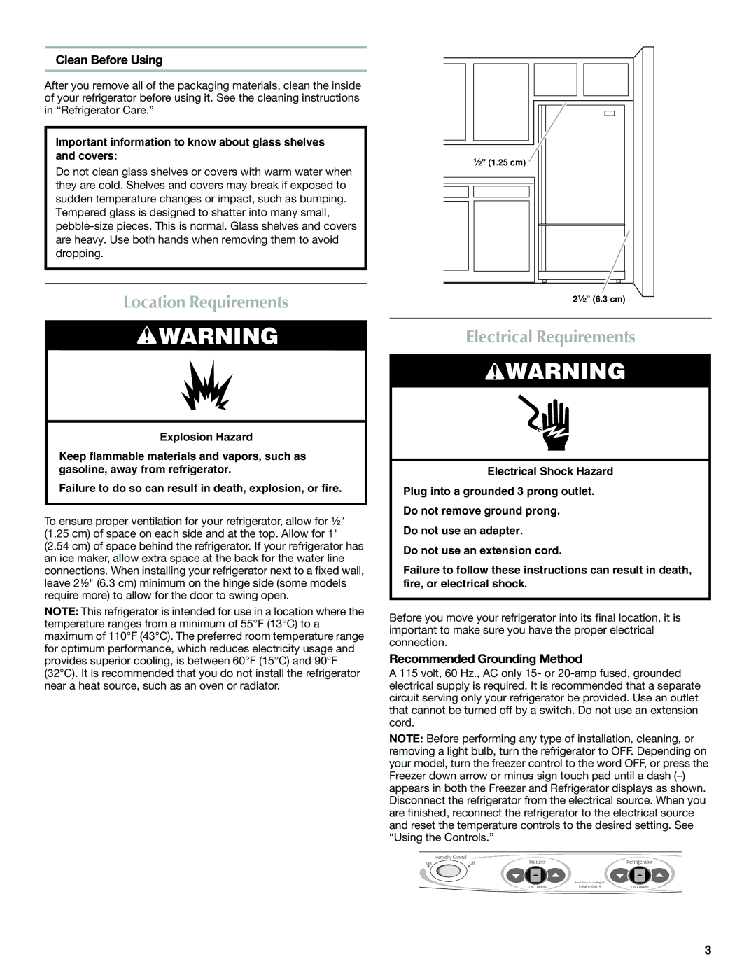 Maytag W10366207A Location Requirements, Electrical Requirements, Clean Before Using, Recommended Grounding Method 