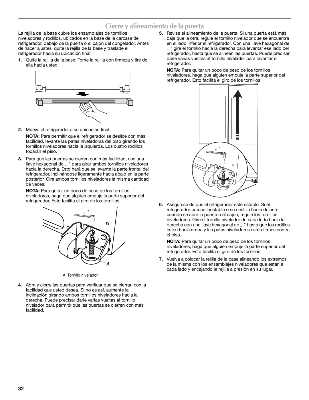 Maytag MFF2558VEM, W10366207A installation instructions Cierre y alineamiento de la puerta 