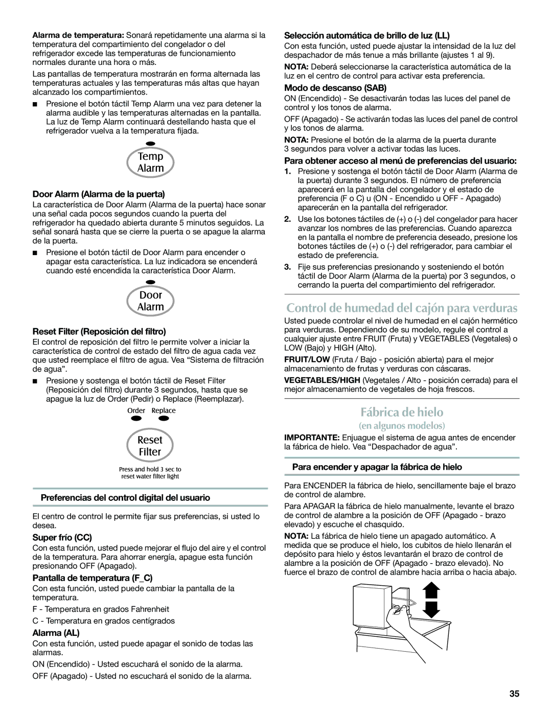 Maytag W10366207A, MFF2558VEM installation instructions Fábrica de hielo 