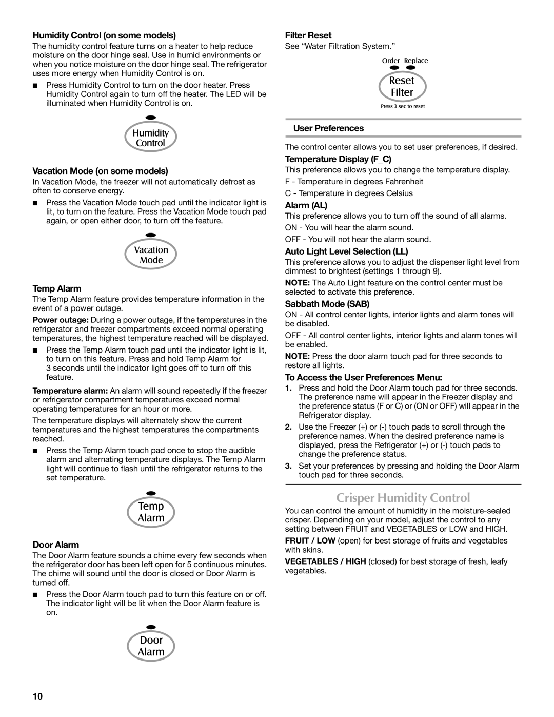 Maytag MFI2067AEW installation instructions Crisper Humidity Control 