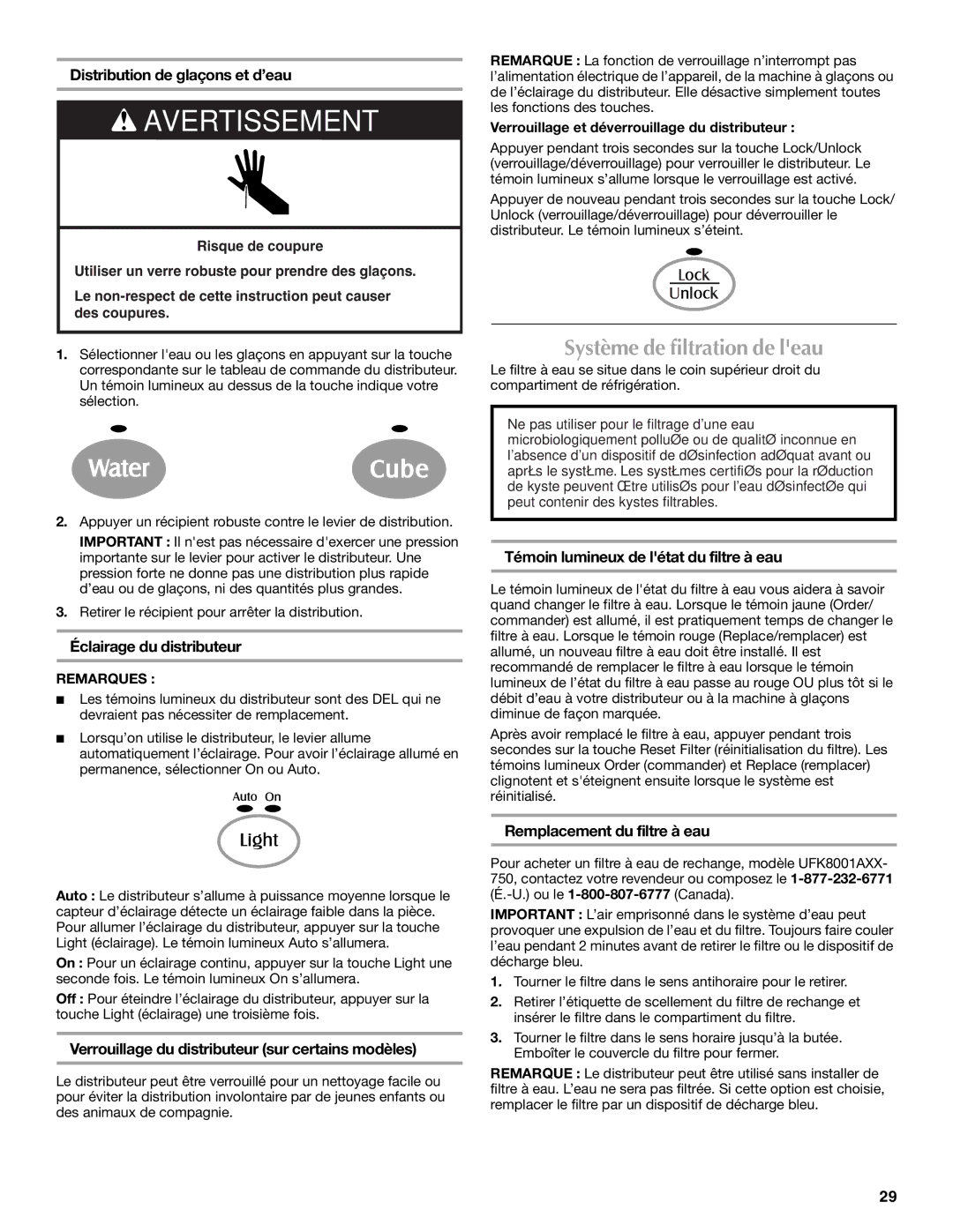 Maytag MFI2067AEW installation instructions Système de filtration de leau 