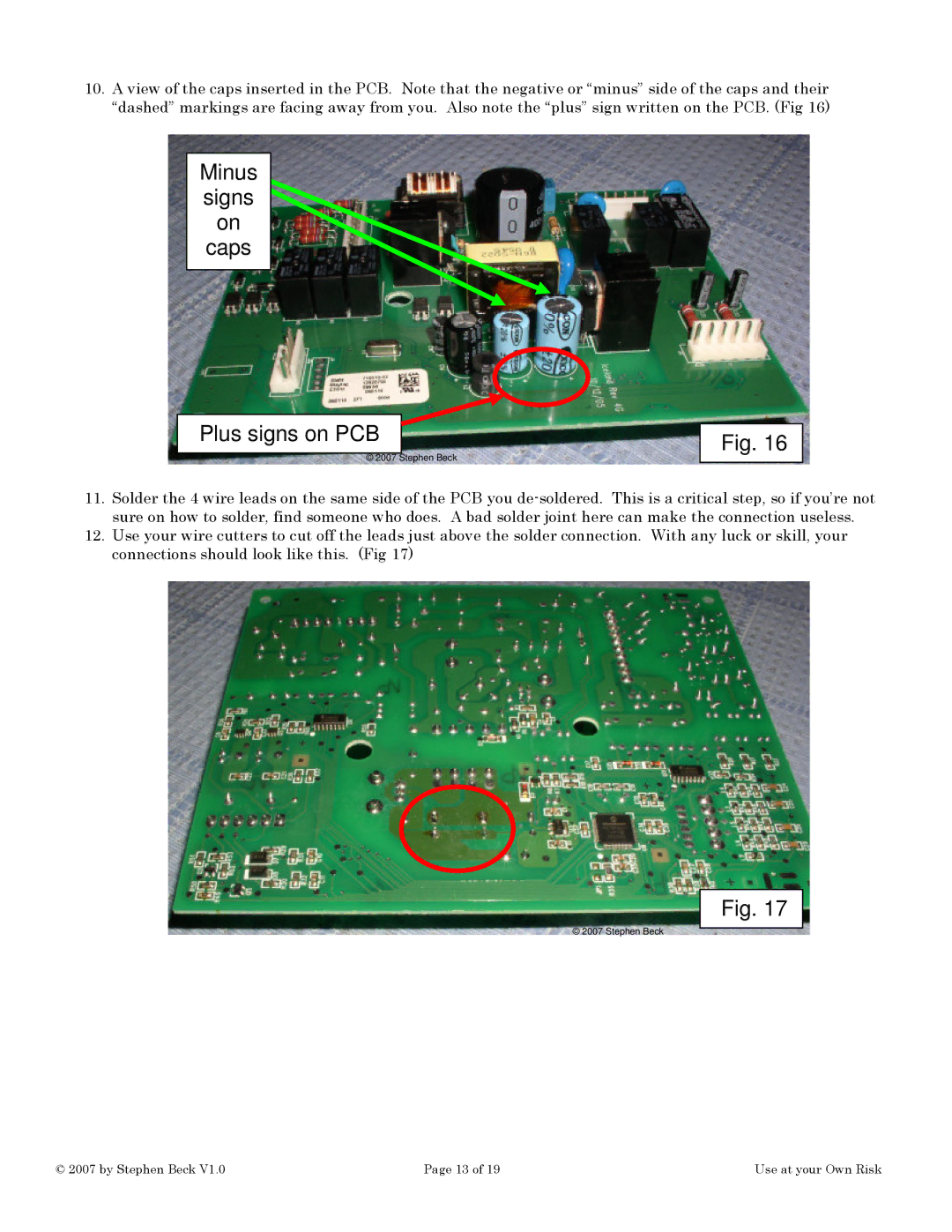 Maytag MFI2568AEW manual Minus Signs Caps Plus signs on PCB 