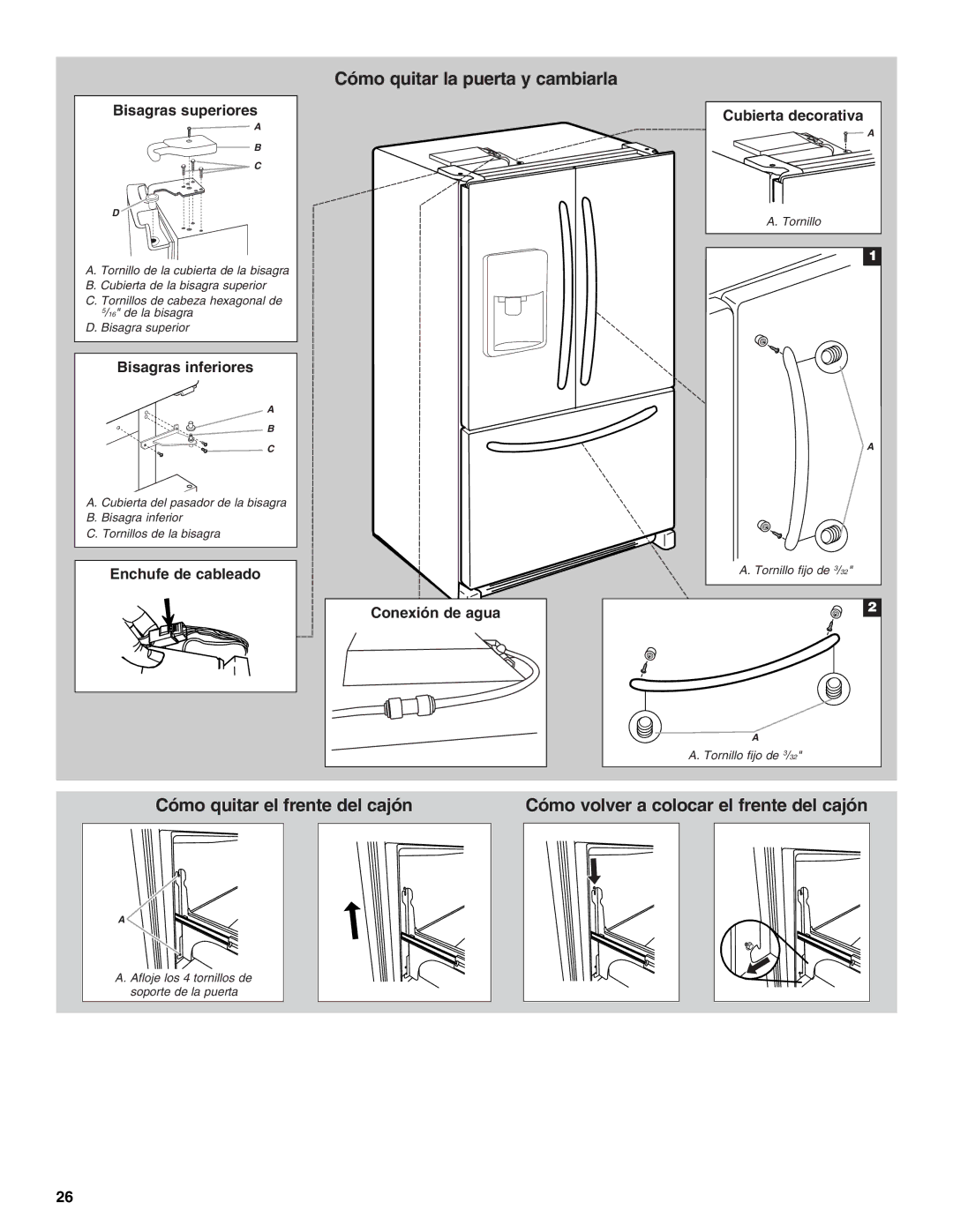 Maytag MFT2771WEM installation instructions Cómo quitar la puerta y cambiarla 