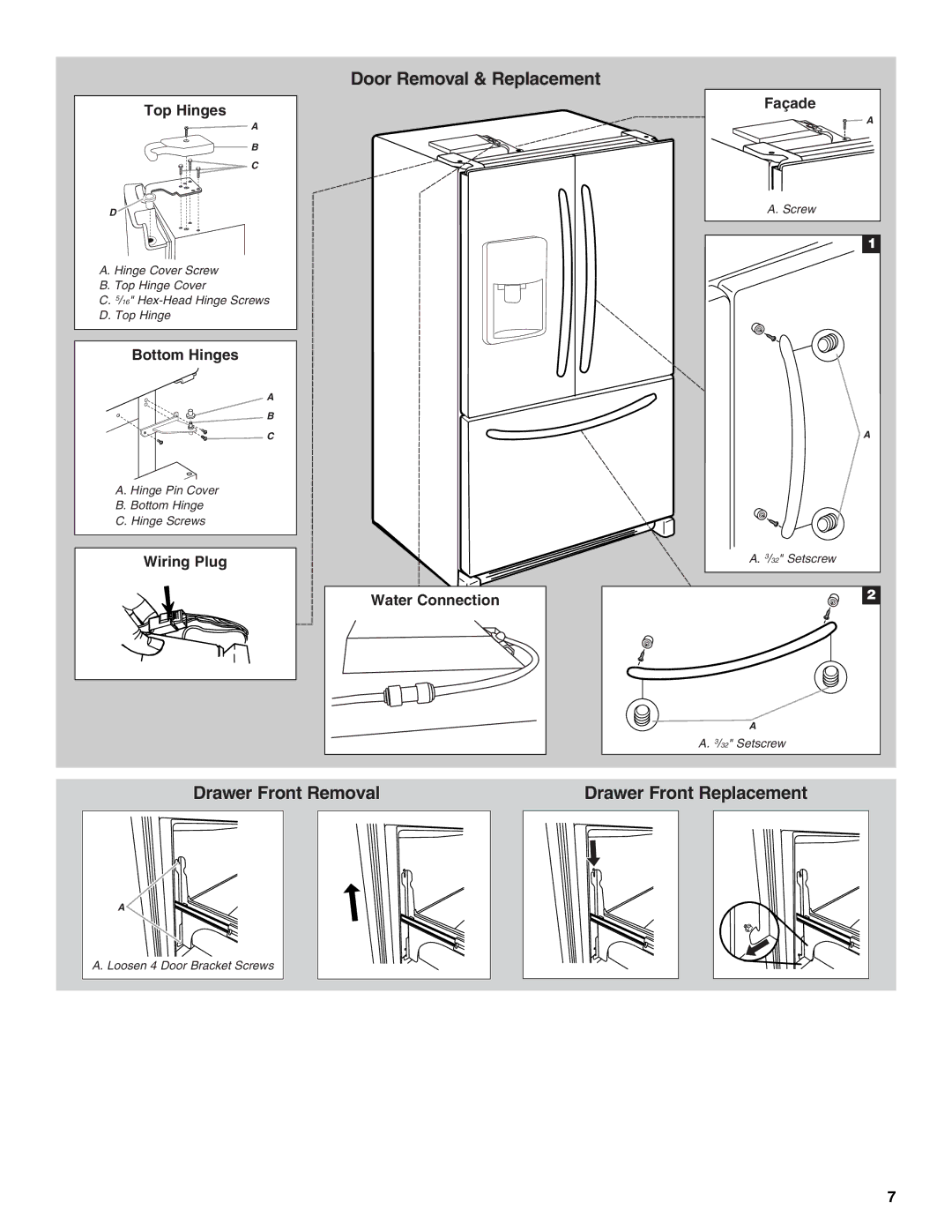 Maytag MFT2771WEM installation instructions Drawer Front Removal Drawer Front Replacement 