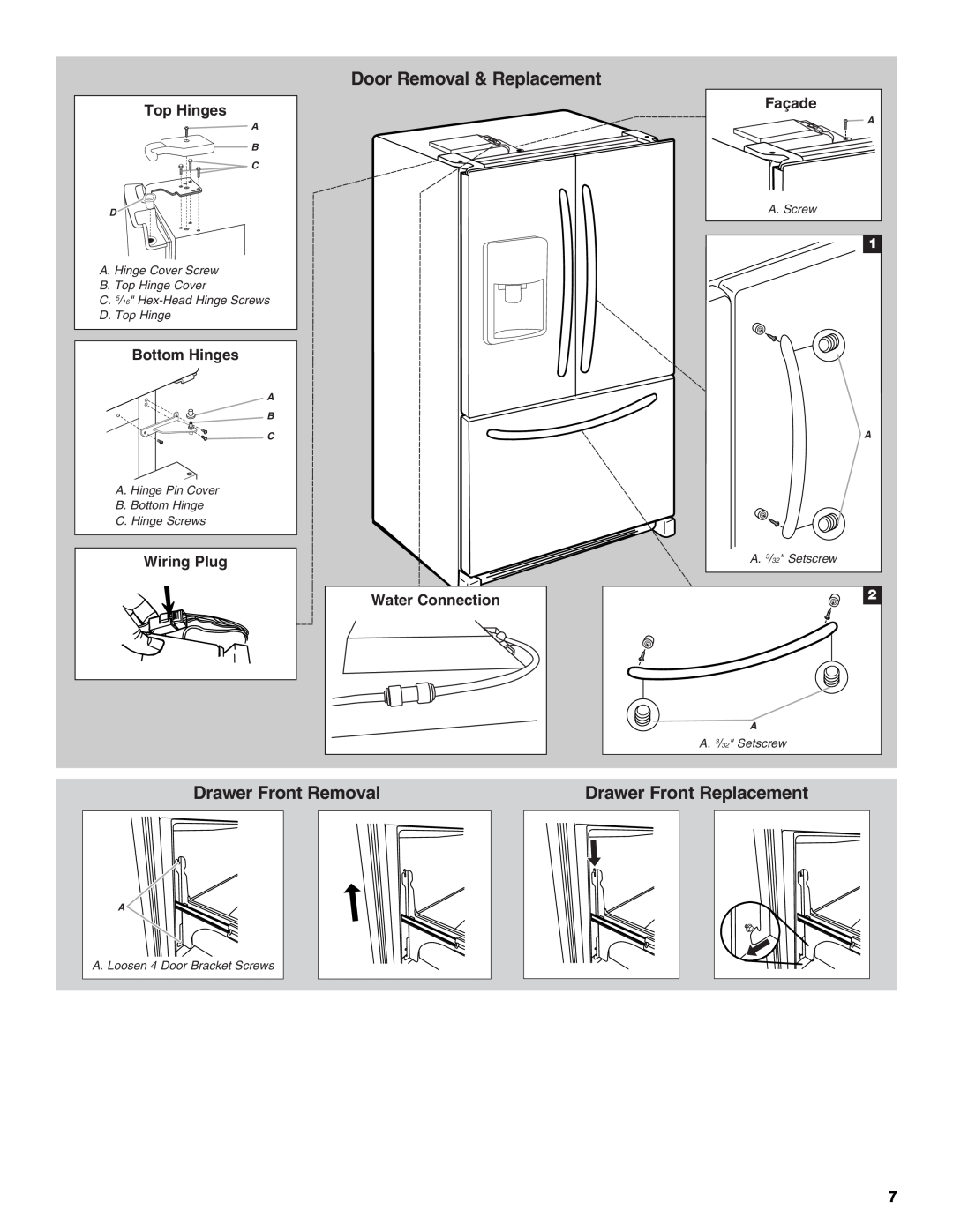 Maytag MFT2771WEM Door Removal & Replacement, Drawer Front Removal, Drawer Front Replacement, Top Hinges, Bottom Hinges 