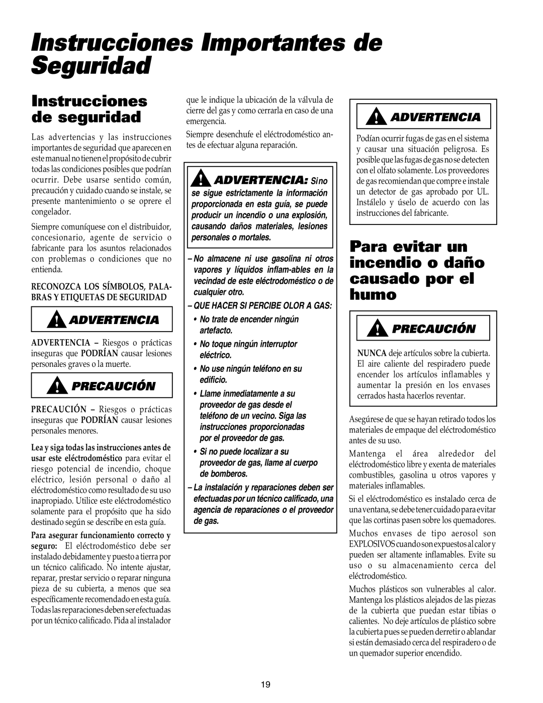 Maytag MGC4436BDB important safety instructions Instrucciones Importantes de Seguridad, Instrucciones de seguridad 