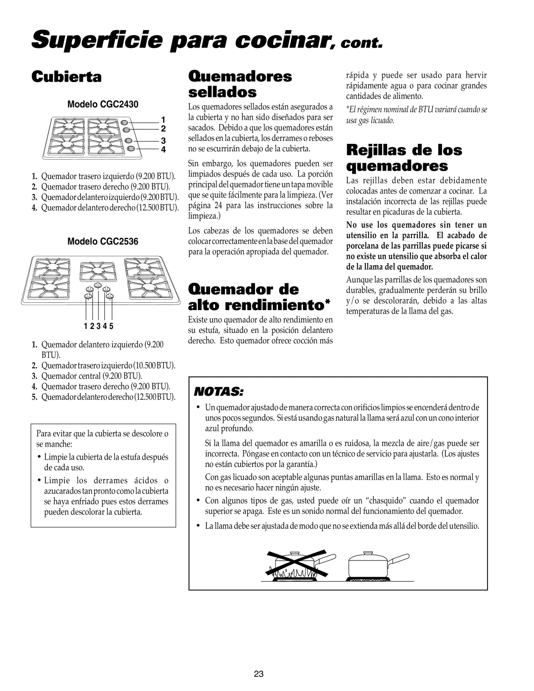 Maytag MGC4436BDB important safety instructions Superficie para cocinar 