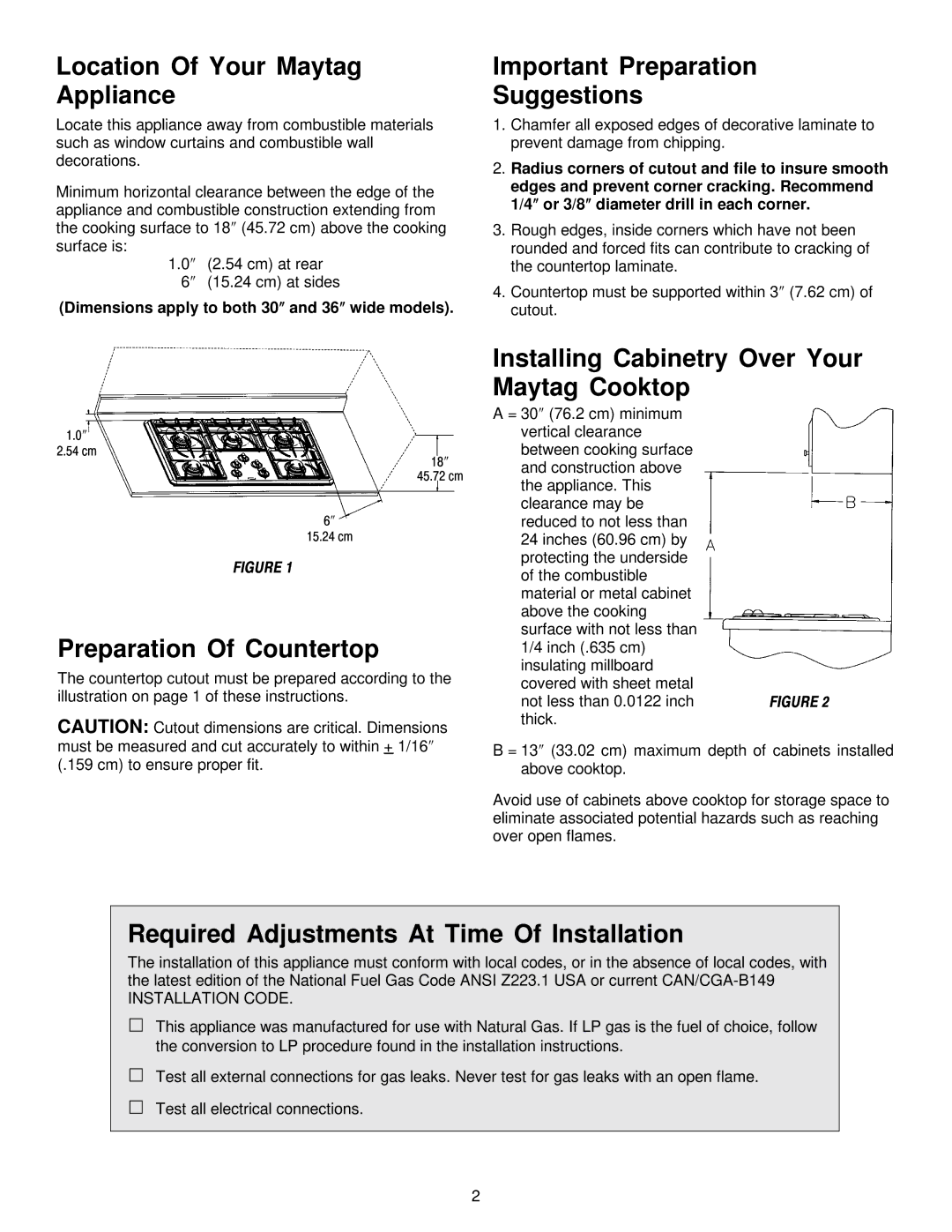 Maytag MGC5536 Location Of Your Maytag Appliance, Important Preparation Suggestions, Preparation Of Countertop 