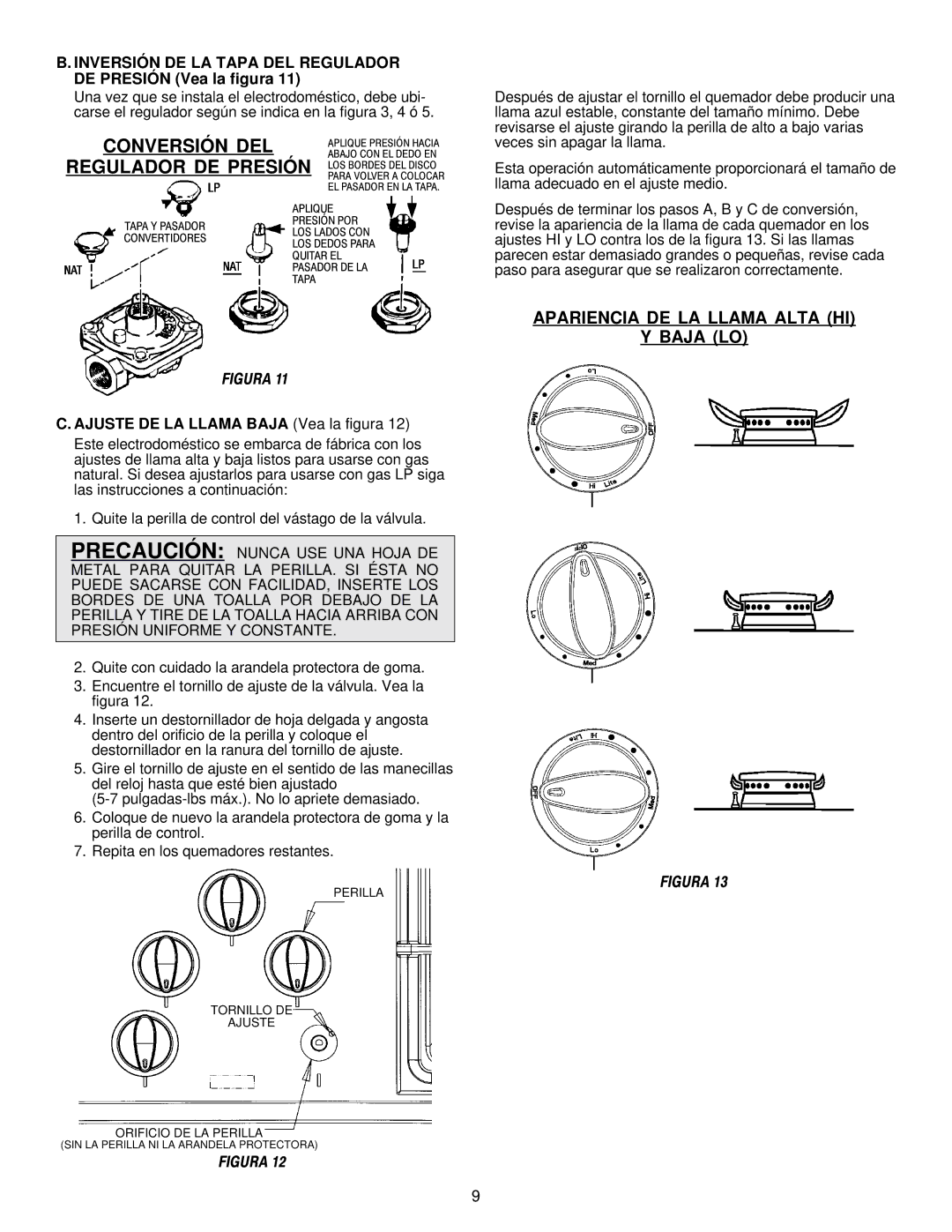 Maytag MGC5536 installation manual Conversión DEL, Inversión DE LA Tapa DEL Regulador DE Presión Vea la figura 