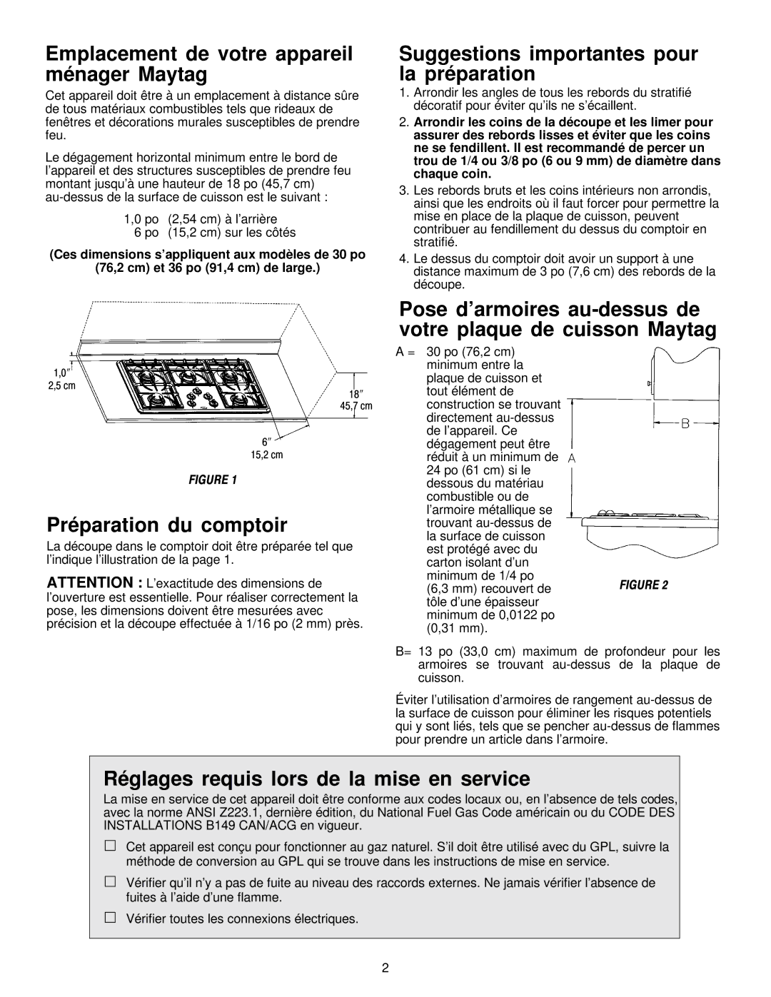 Maytag MGC5536 Emplacement de votre appareil ménager Maytag, Suggestions importantes pour la préparation 