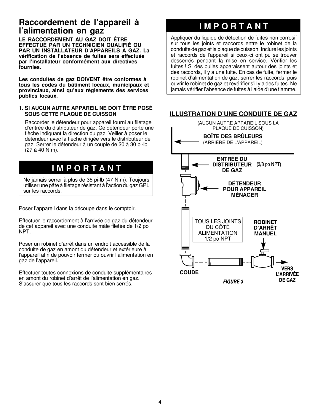 Maytag MGC5536 installation manual Raccordement de l’appareil à l’alimentation en gaz, Illustration D’UNE Conduite DE GAZ 