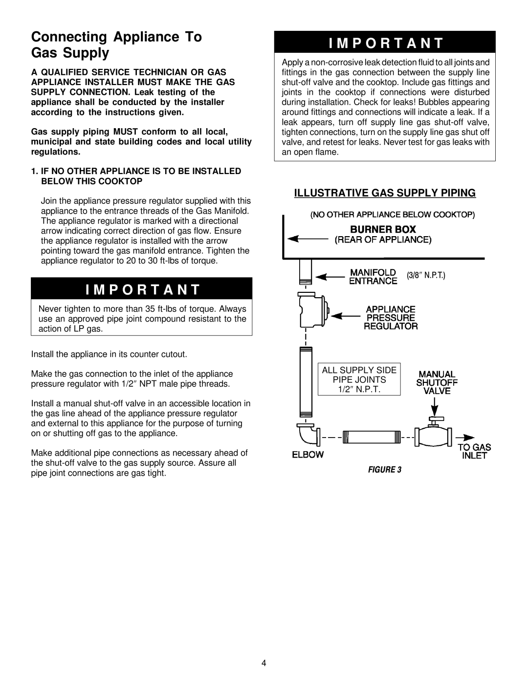 Maytag MGC5536 installation manual Connecting Appliance To Gas Supply, Illustrative GAS Supply Piping 