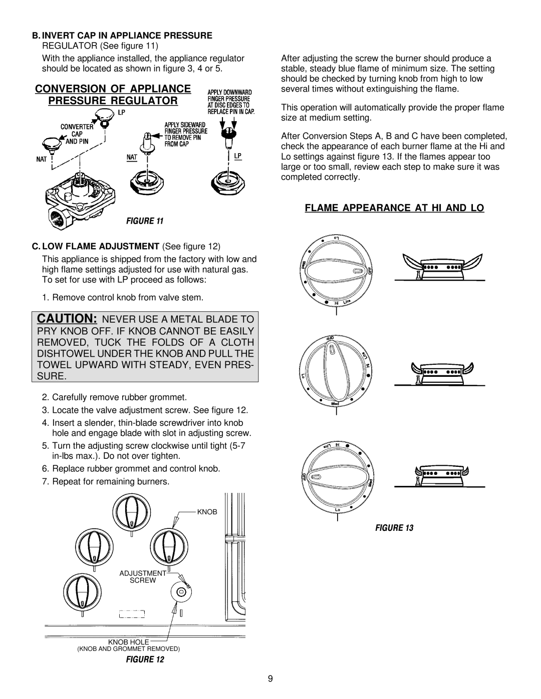 Maytag MGC5536 Conversion of Appliance Pressure Regulator, Invert CAP in Appliance Pressure Regulator See figure 