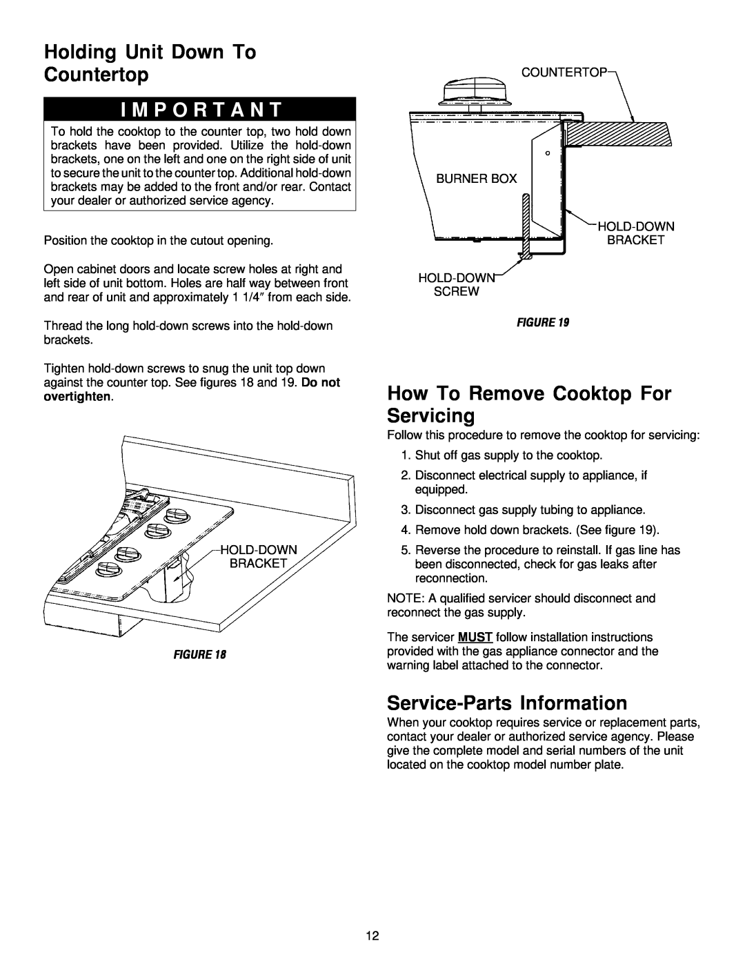 Maytag MGC5536 Holding Unit Down To Countertop, How To Remove Cooktop For Servicing, Service-Parts Information 