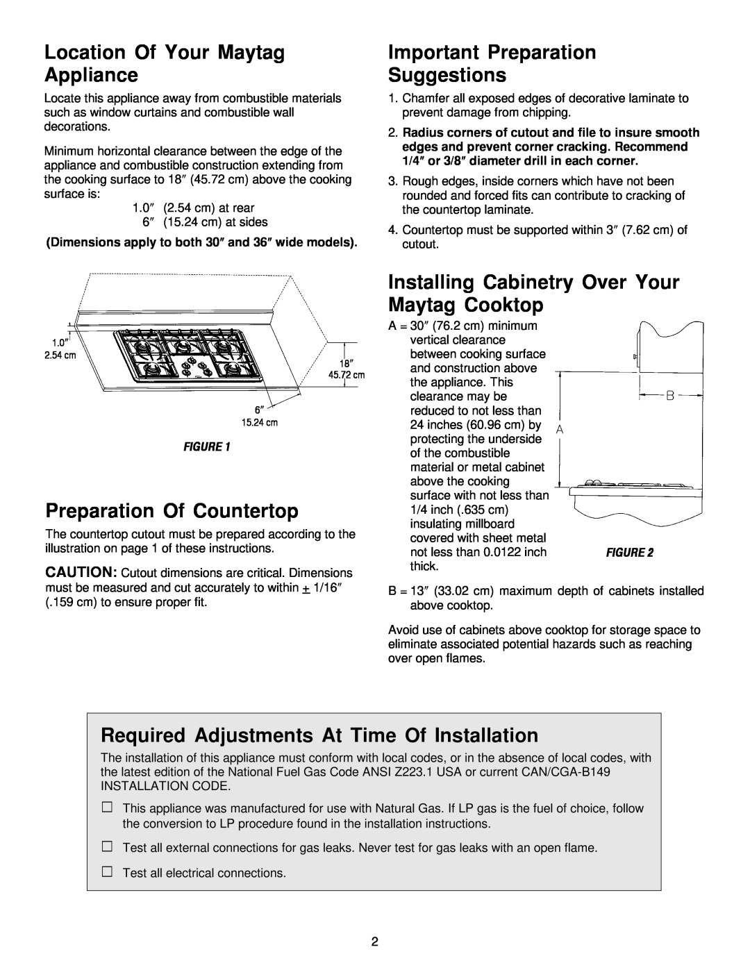 Maytag MGC5536 Location Of Your Maytag Appliance, Important Preparation Suggestions, Preparation Of Countertop 
