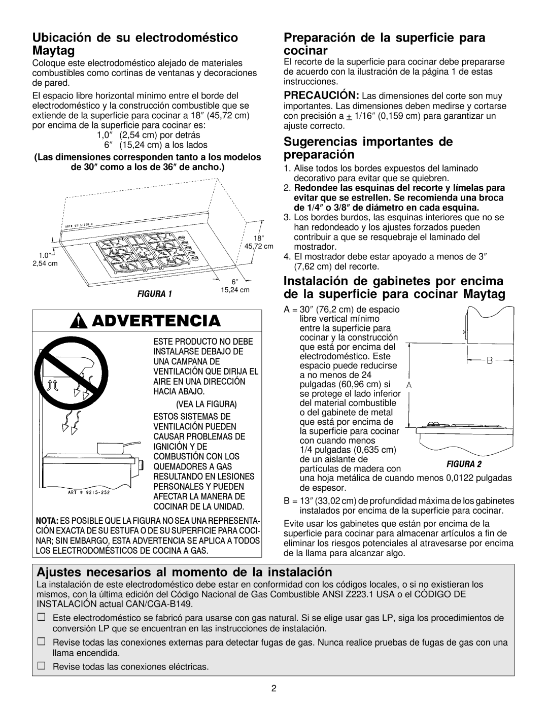 Maytag MGC6536, MGC6430 Ubicación de su electrodoméstico Maytag, Preparación de la superficie para cocinar 