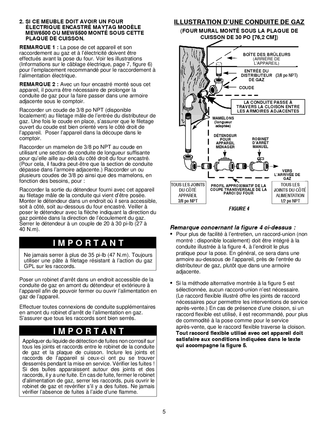 Maytag MGC6536, MGC6430 installation manual Four Mural Monté Sous LA Plaque DE, Cuisson DE 30 PO 76,2 CM 