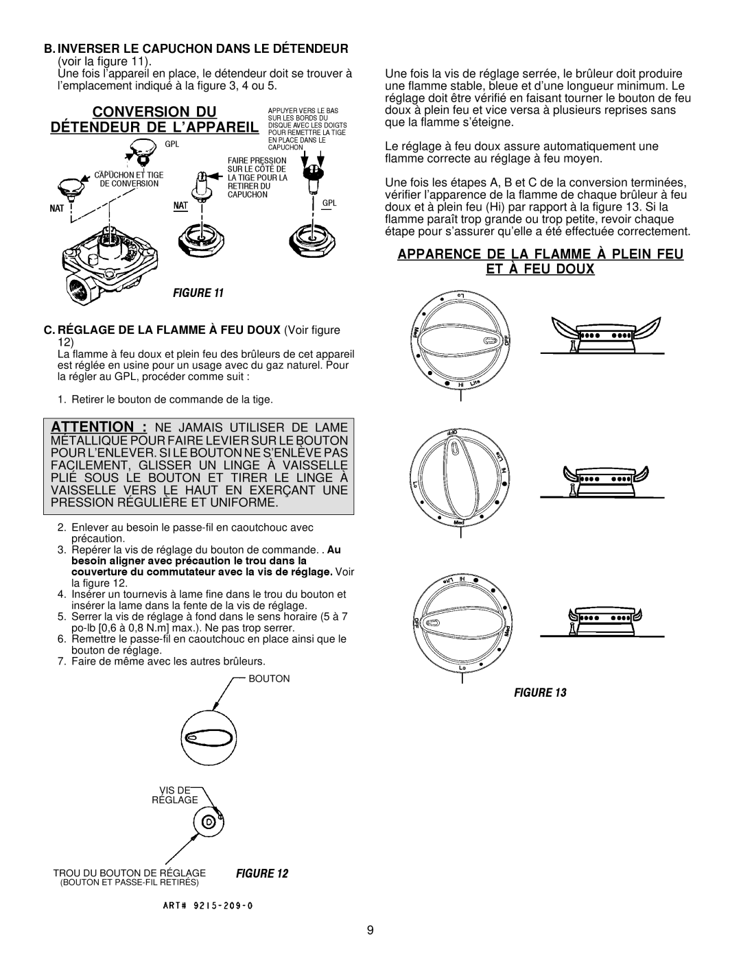 Maytag MGC6536, MGC6430 installation manual Conversion DU, Détendeur DE L’APPAREIL, Inverser LE Capuchon Dans LE Détendeur 