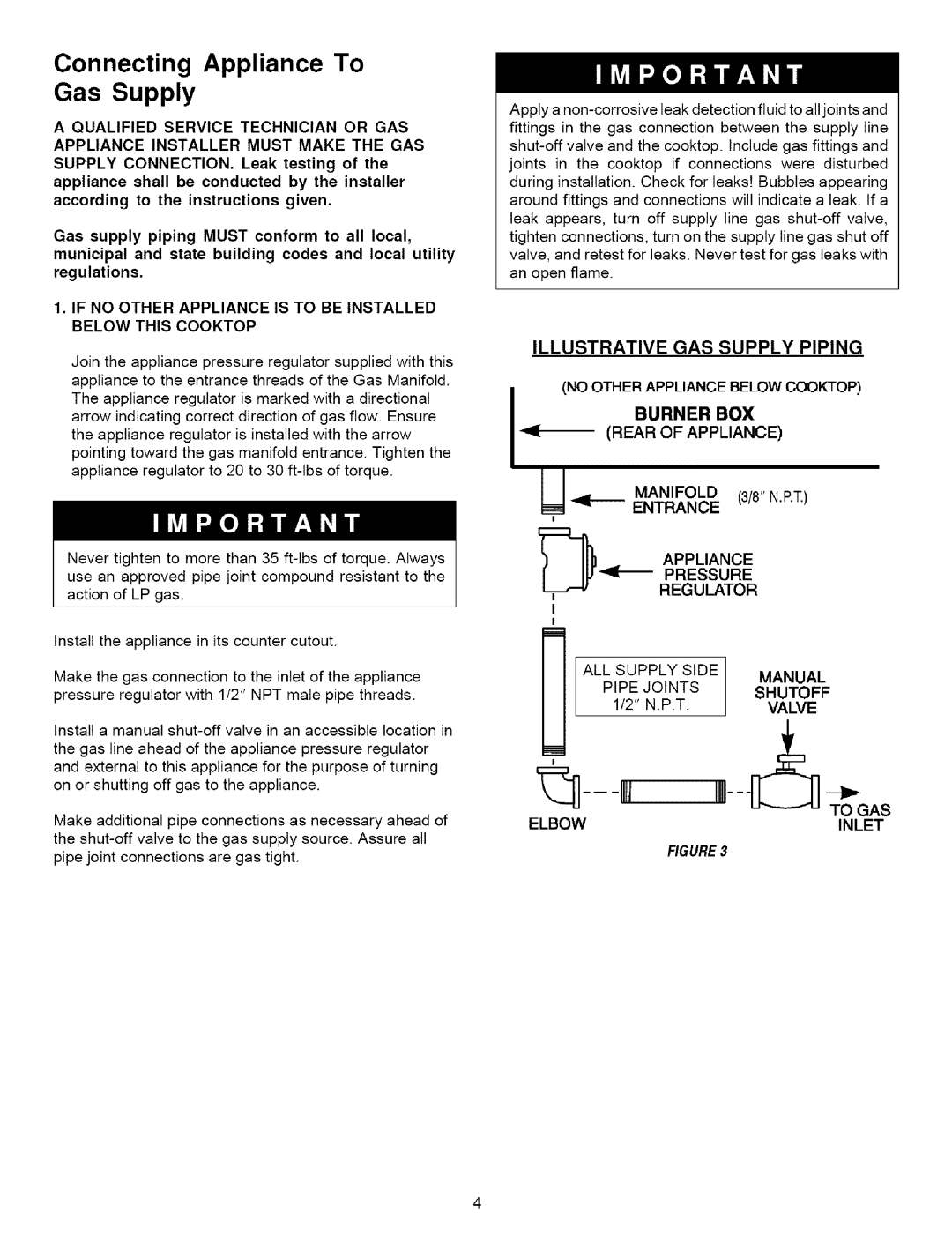 Maytag MGC6430 1111, Connecting Appliance To Gas Supply, Illustrative Gas Supply Piping Burner Box, Regulator, Shutoff 