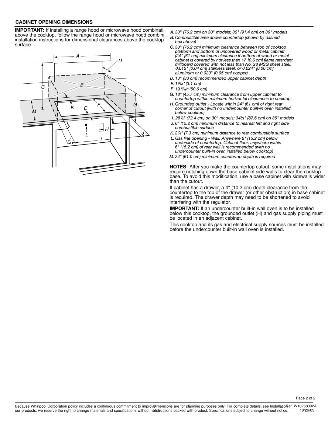 Maytag MGC7536W, MGC7636W, MGC7430W, MGC7630W dimensions Cabinet Opening Dimensions 