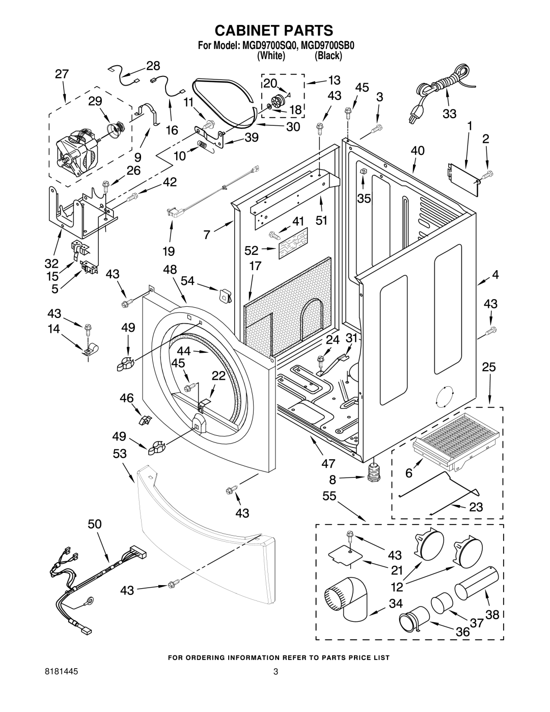 Maytag MGD9700SQ0, MGD9700SB0 manual Cabinet Parts 