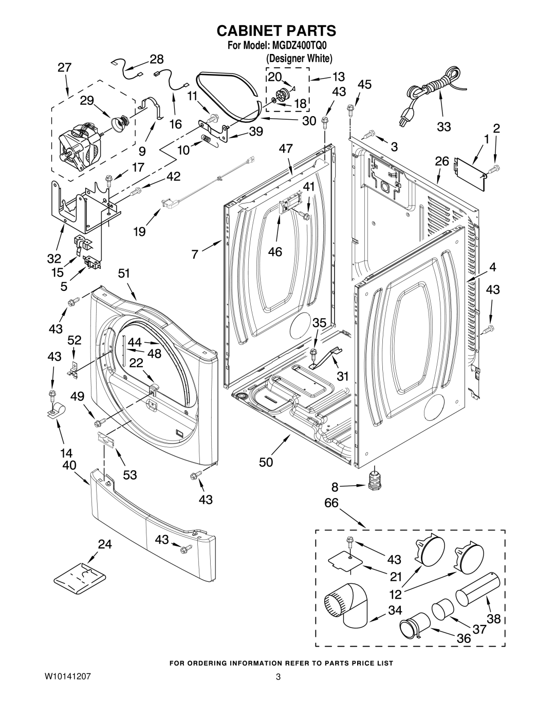 Maytag MGDZ400TQ0 manual Cabinet Parts 