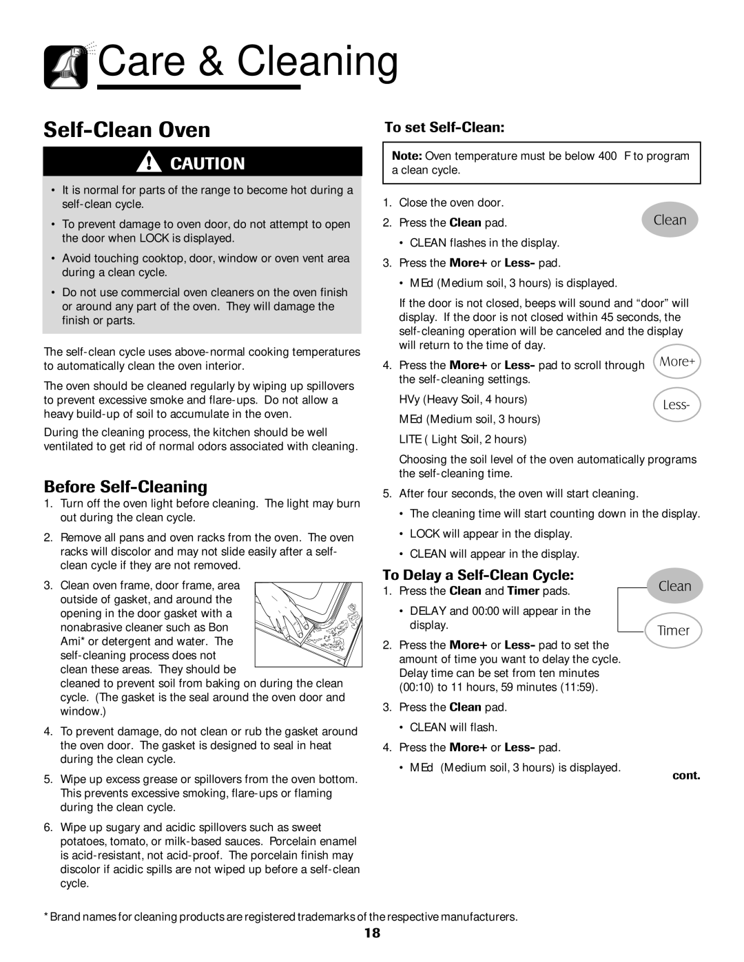 Maytag MGR5775QDW manual Before Self-Cleaning, To set Self-Clean, To Delay a Self-Clean Cycle 