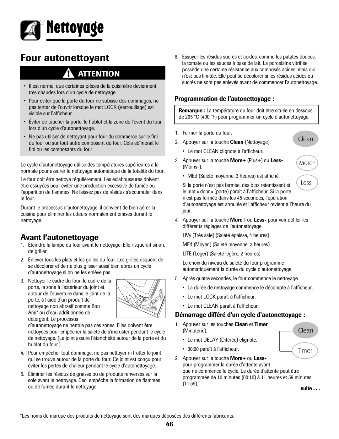 Maytag MGR5775QDW manual Nettoyage, Avant l’autonettoyage, Programmation de l’autonettoyage 