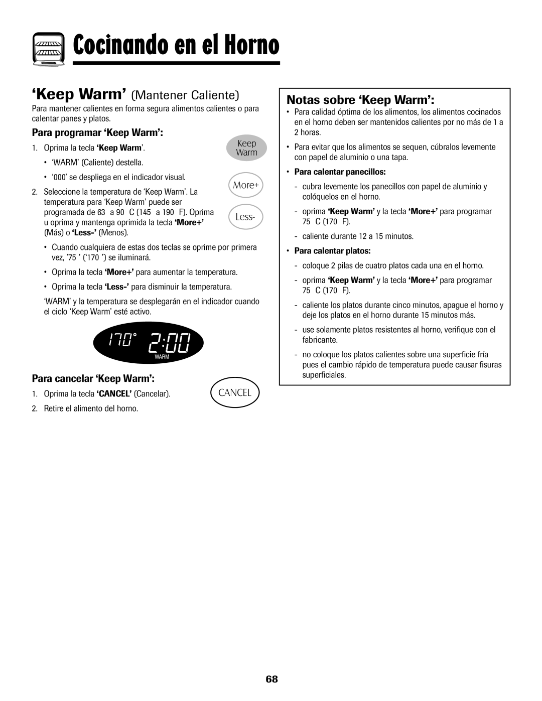 Maytag MGR5775QDW manual ‘Keep Warm’ Mantener Caliente, Notas sobre ‘Keep Warm’, Para programar ‘Keep Warm’ 