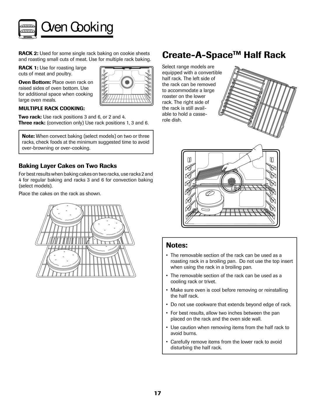 Maytag MGR5875QDW important safety instructions Create-A-SpaceTMHalf Rack, Baking Layer Cakes on Two Racks 