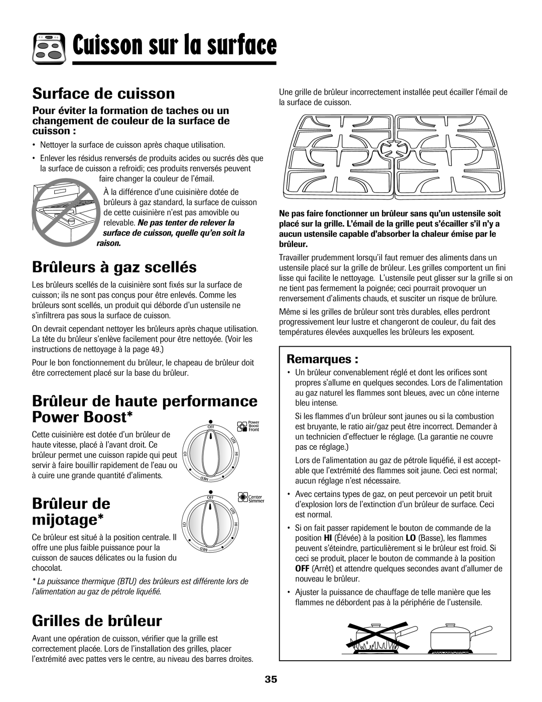 Maytag MGR5875QDW Surface de cuisson, Brûleurs à gaz scellés, Brûleur de haute performance Power Boost, Grilles de brûleur 