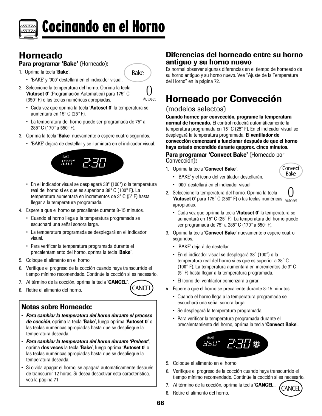 Maytag MGR5875QDW important safety instructions Horneado por Convección, Notas sobre Horneado, Modelos selectos 