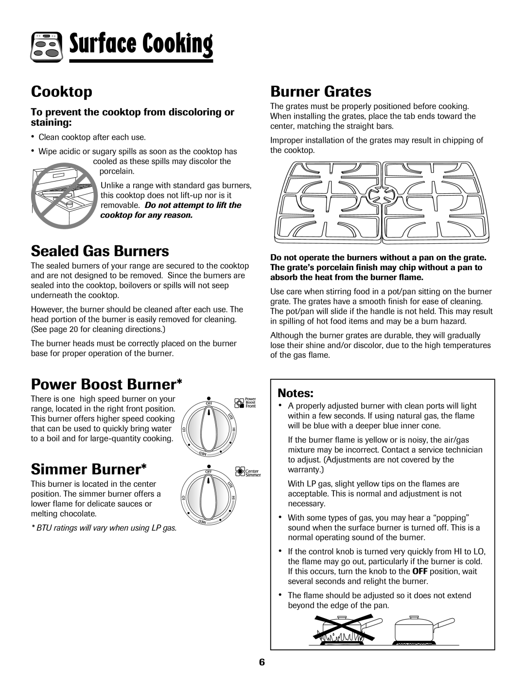 Maytag MGR5875QDW Cooktop, Sealed Gas Burners, Burner Grates, Power Boost Burner, Simmer Burner 