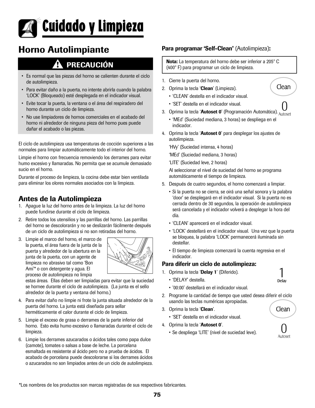 Maytag MGR5875QDW Antes de la Autolimpieza, Para programar ‘Self-Clean’ Autolimpieza, Proceso de autolimpieza no limpia 