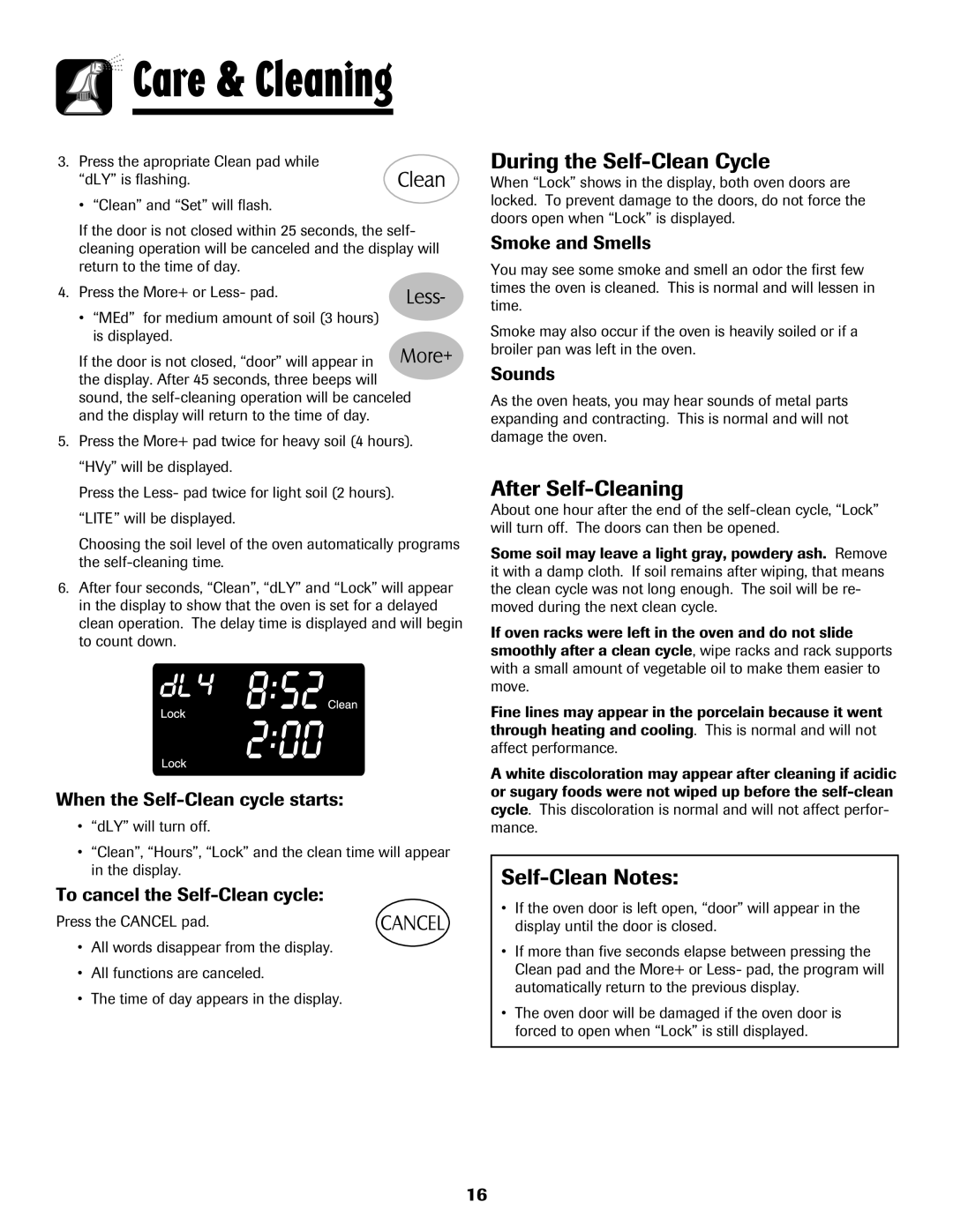 Maytag MGR6751BDW manual During the Self-Clean Cycle, After Self-Cleaning, Self-Clean Notes 