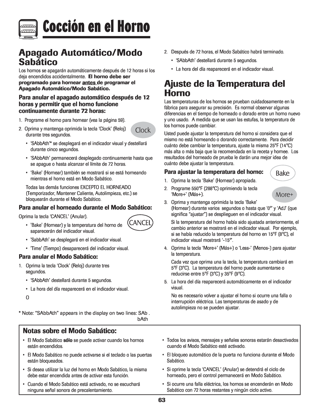 Maytag MGR6751BDW manual Apagado Automático/Modo Sabático, Ajuste de la Temperatura del Horno, Notas sobre el Modo Sabático 