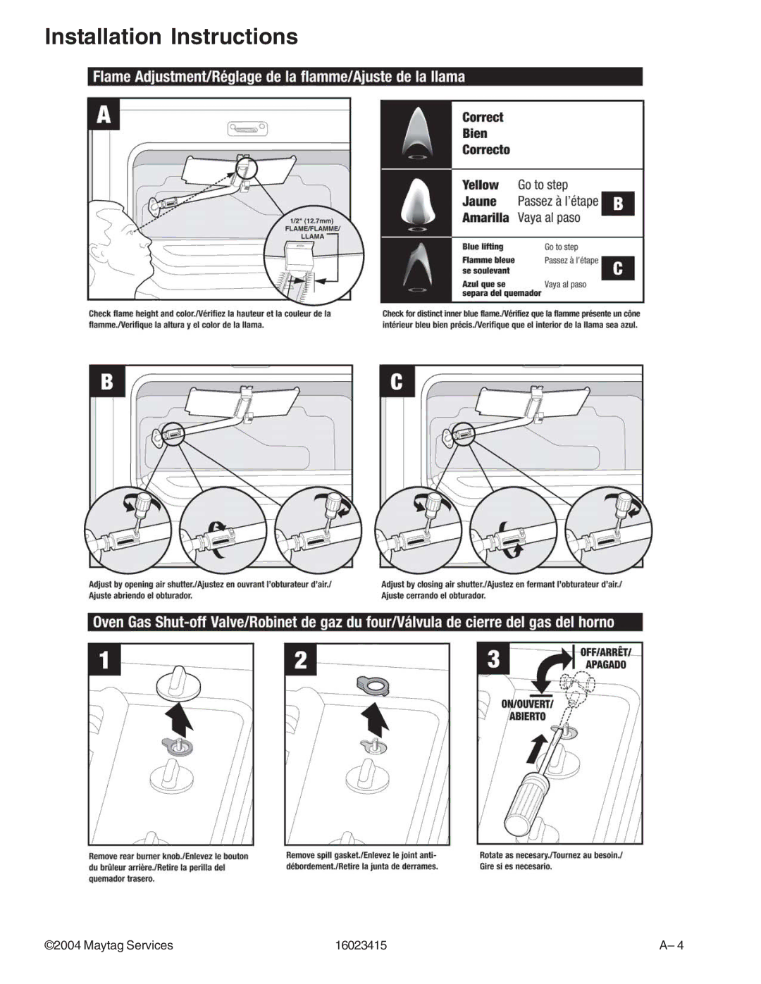 Maytag MGR6775ADB/Q/S/W, MGR6875ADB/Q/S/W manual Installation Instructions 