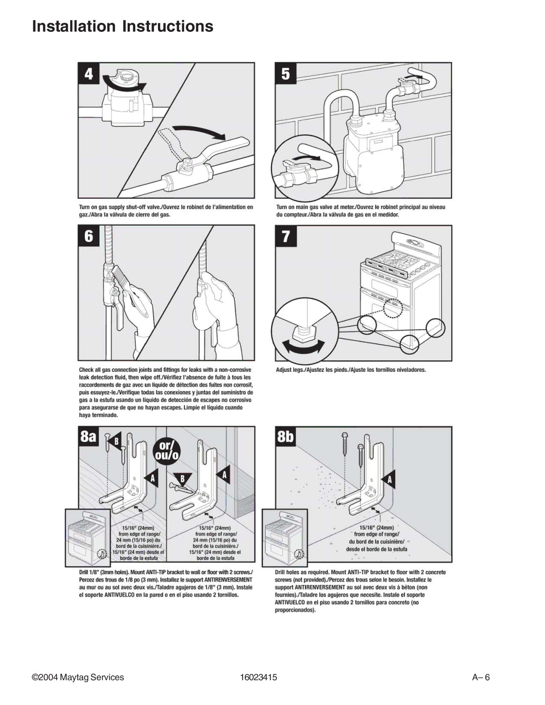 Maytag MGR6775ADB/Q/S/W, MGR6875ADB/Q/S/W manual Installation Instructions 