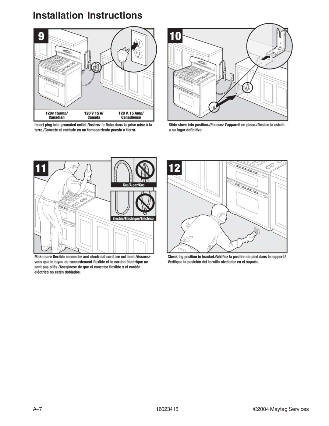 Maytag MGR6875ADB/Q/S/W, MGR6775ADB/Q/S/W manual Installation Instructions 