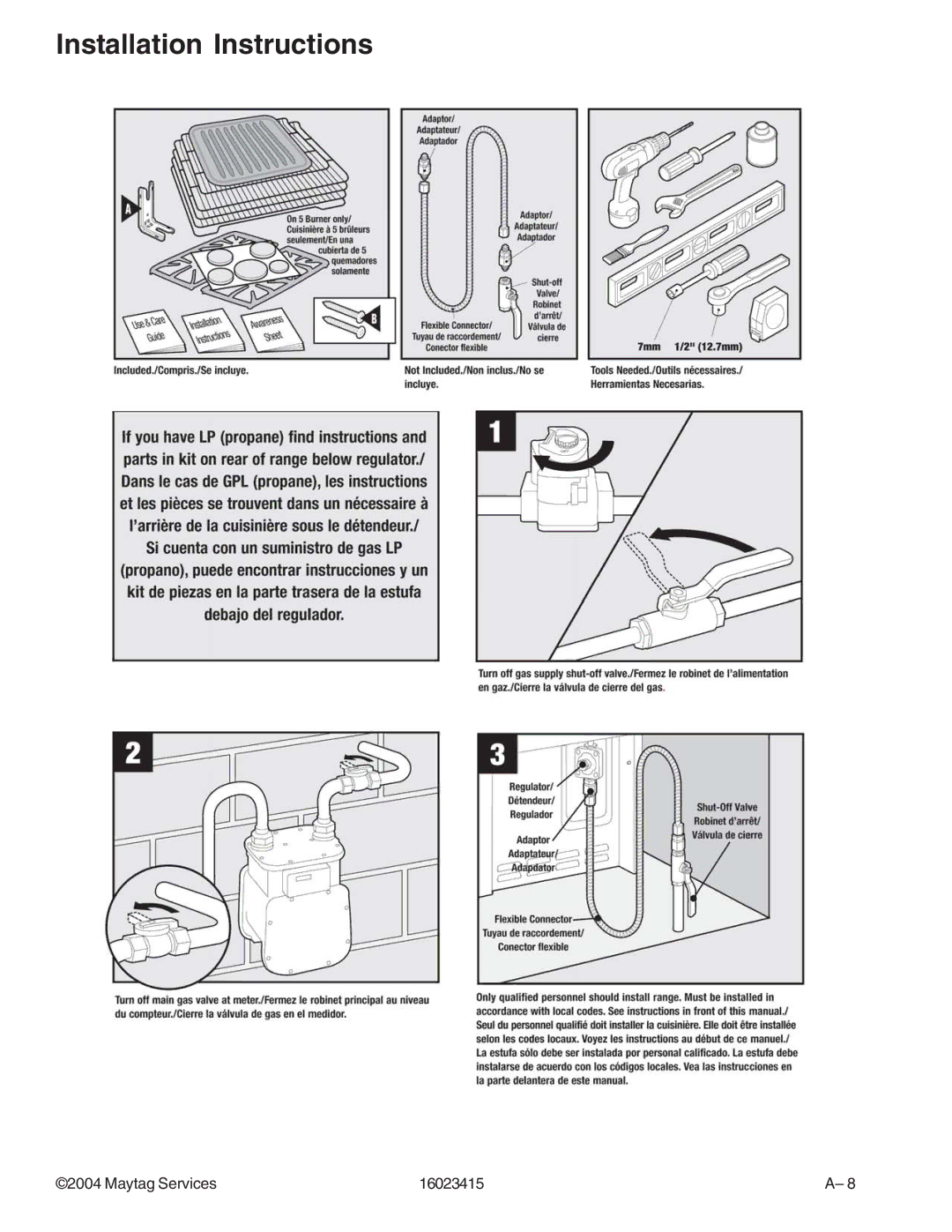 Maytag MGR6775ADB/Q/S/W, MGR6875ADB/Q/S/W manual Installation Instructions 