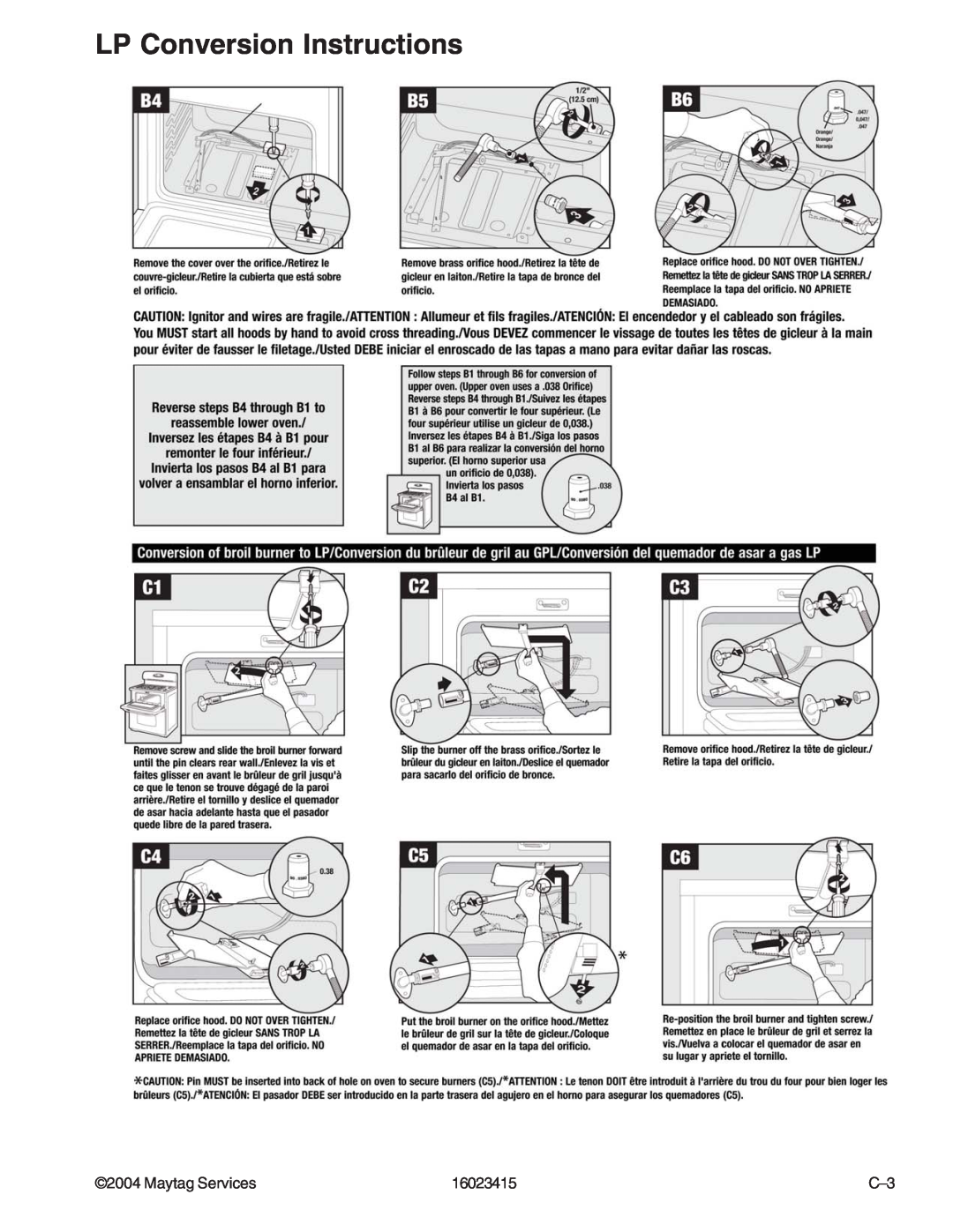 Maytag MGR6775ADB/Q/S/W, MGR6875ADB/Q/S/W manual LP Conversion Instructions 