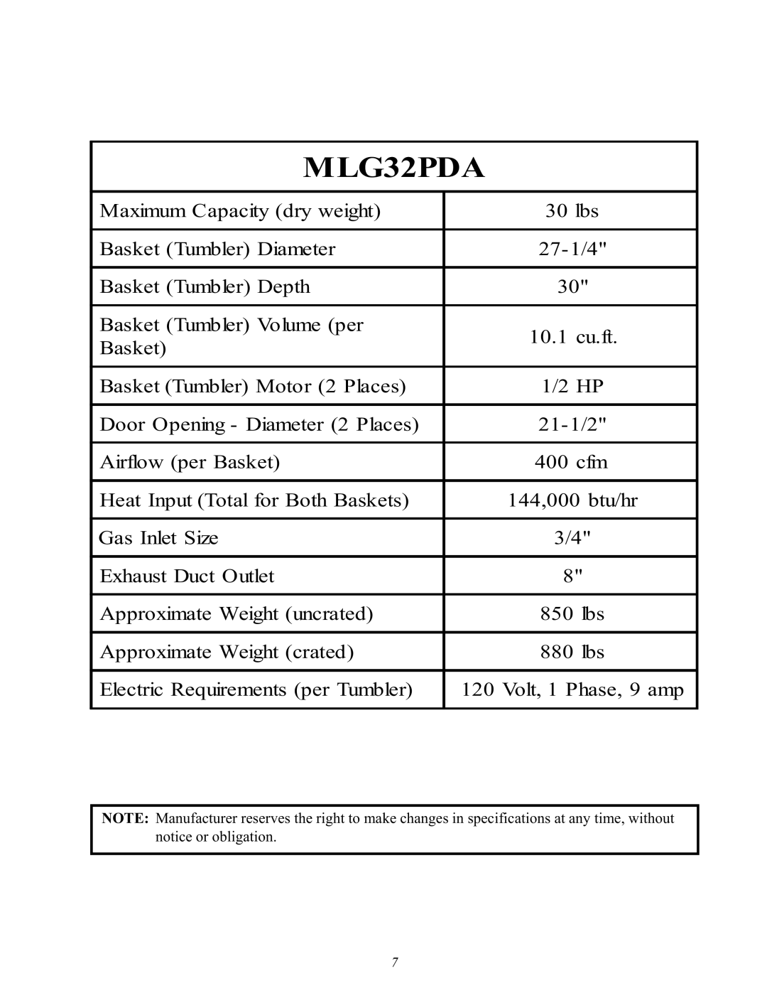 Maytag MLG32PDA manual 