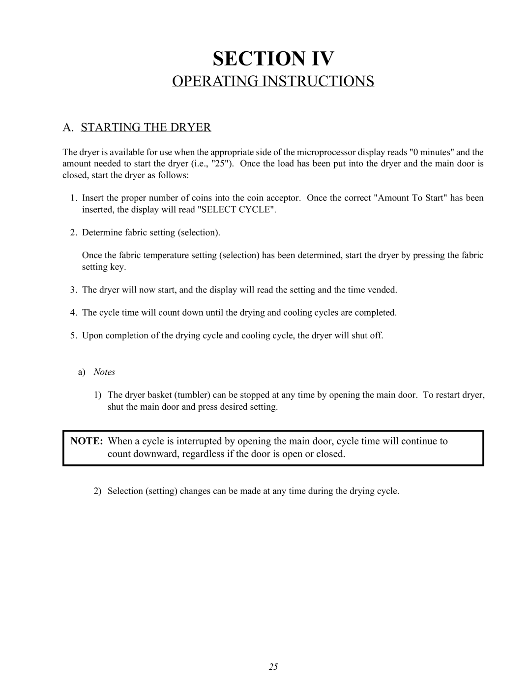 Maytag MLG32PDA manual Operating Instructions, Starting the Dryer 