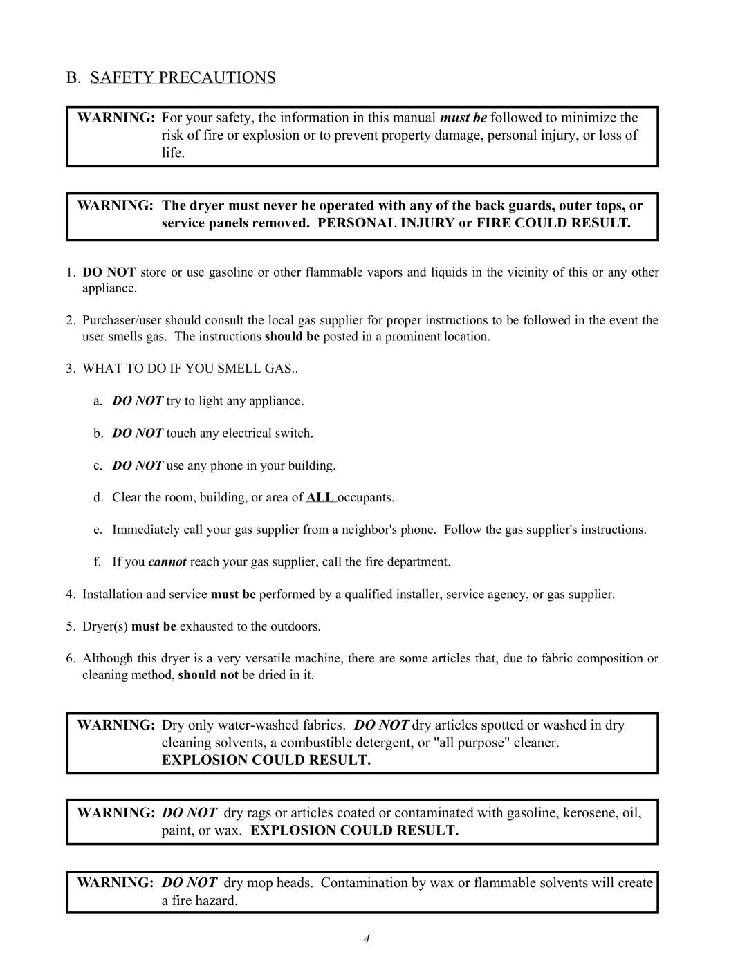 Maytag MLG32PDA manual Safety Precautions, What to do if YOU Smell GAS 