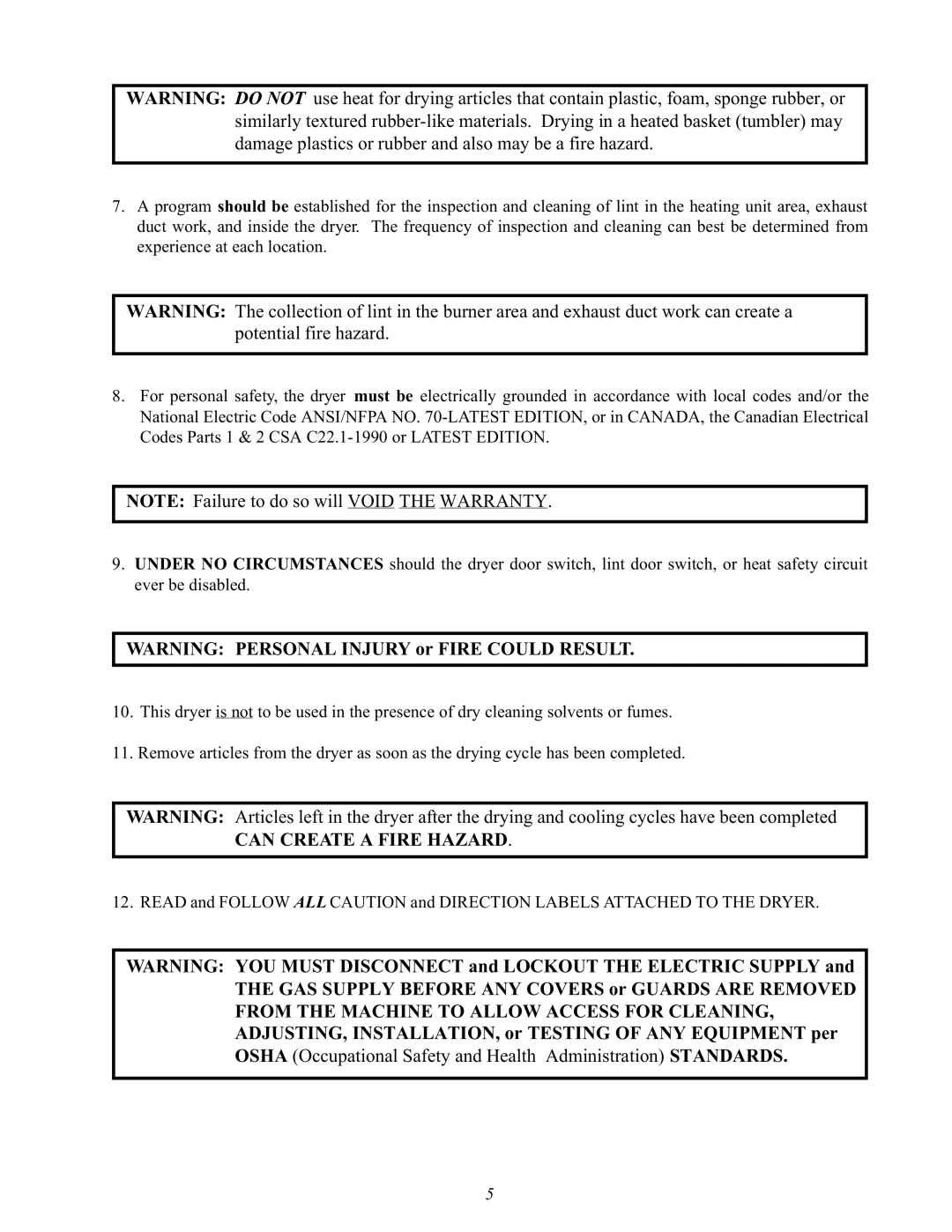 Maytag MLG32PDA manual Can Create a Fire Hazard 