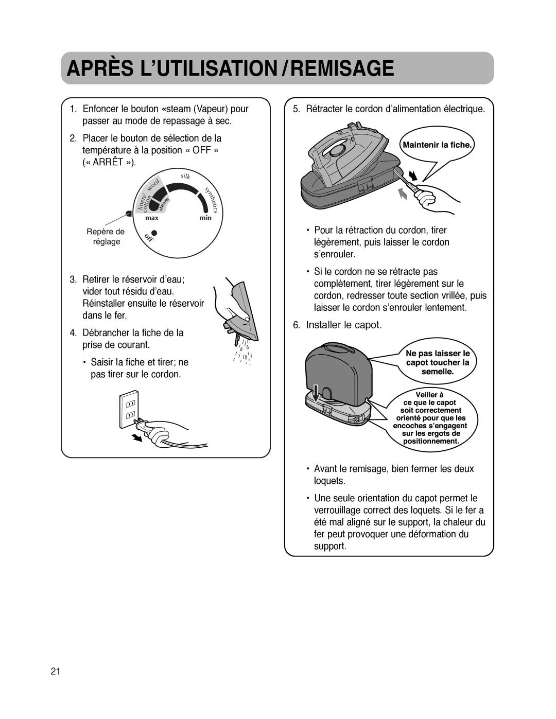 Maytag MLI7000AAW warranty Après L’UTILISATION /REMISAGE 